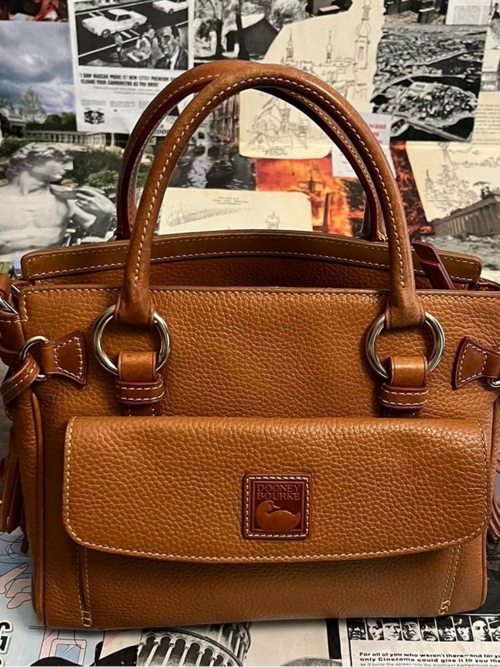Dooney & Bourke Brown Pebbled Leather Satchel
